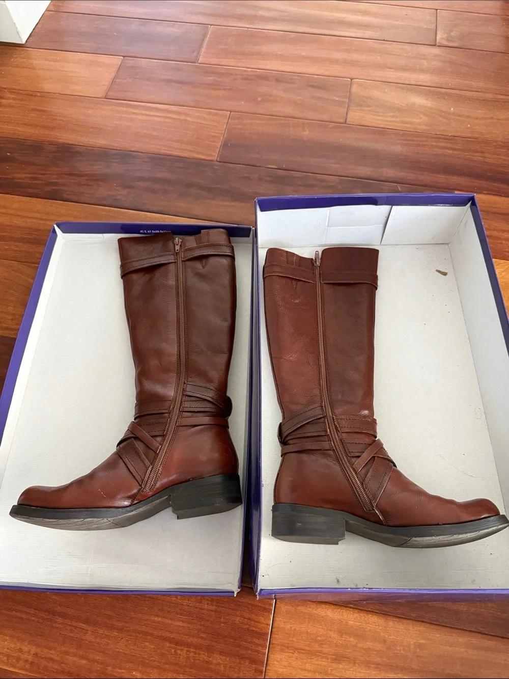 Brown Over-the-Knee Leather Boots in Cognac Par, size 5.5